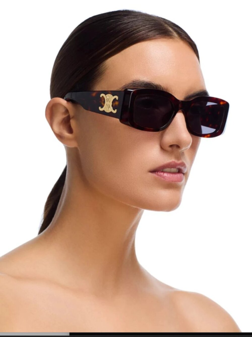 Celine CL40282U 53A Sunglasses Rectangular Havana - Brown